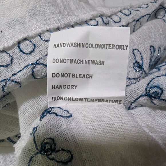 Solitaire by Ravi Khosla sleeveless blue white Summer bohemian embroidered Tunic - Picture 10 of 15